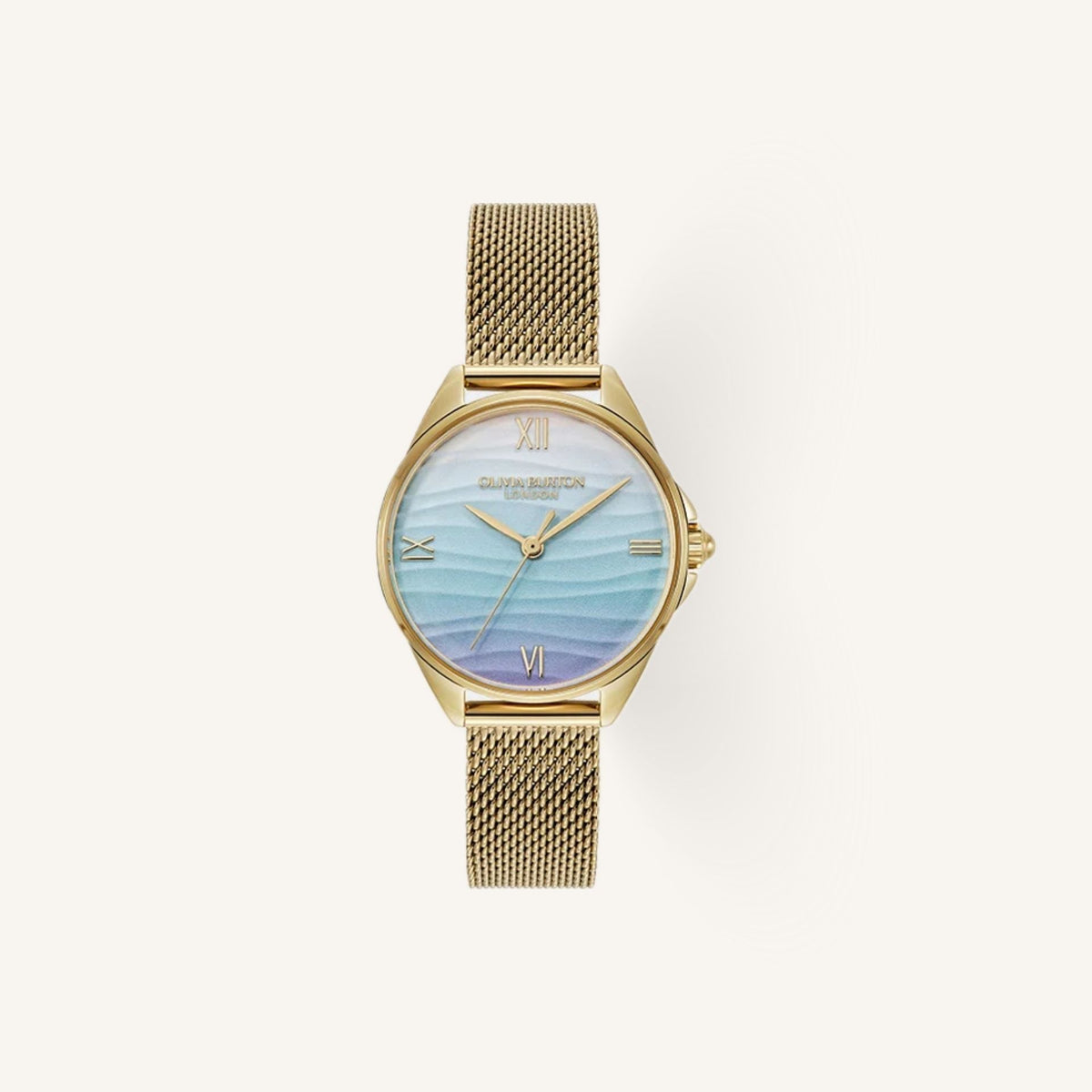 Olivia Burton Signature Azure Ladies Watch of Gold Stainless Steel/Mesh Bracelet, 30mm, 24000336