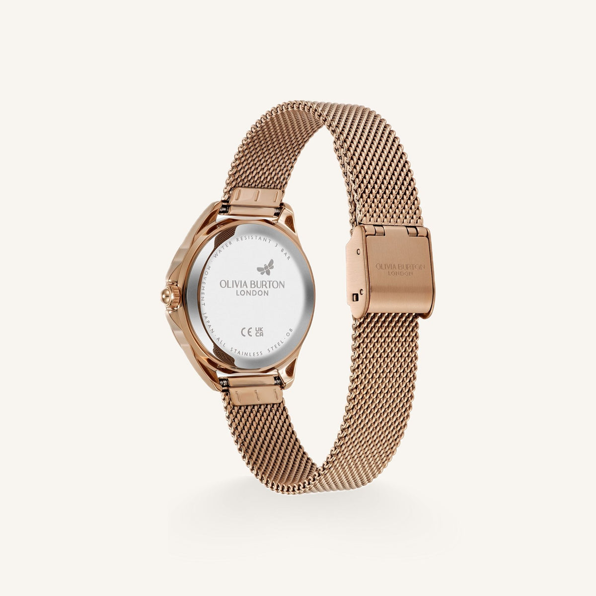 Olivia Burton Signature Azure Ladies Watch of Carnation Gold Stainless Steel/Mesh Bracelet, 30mm, 24000337