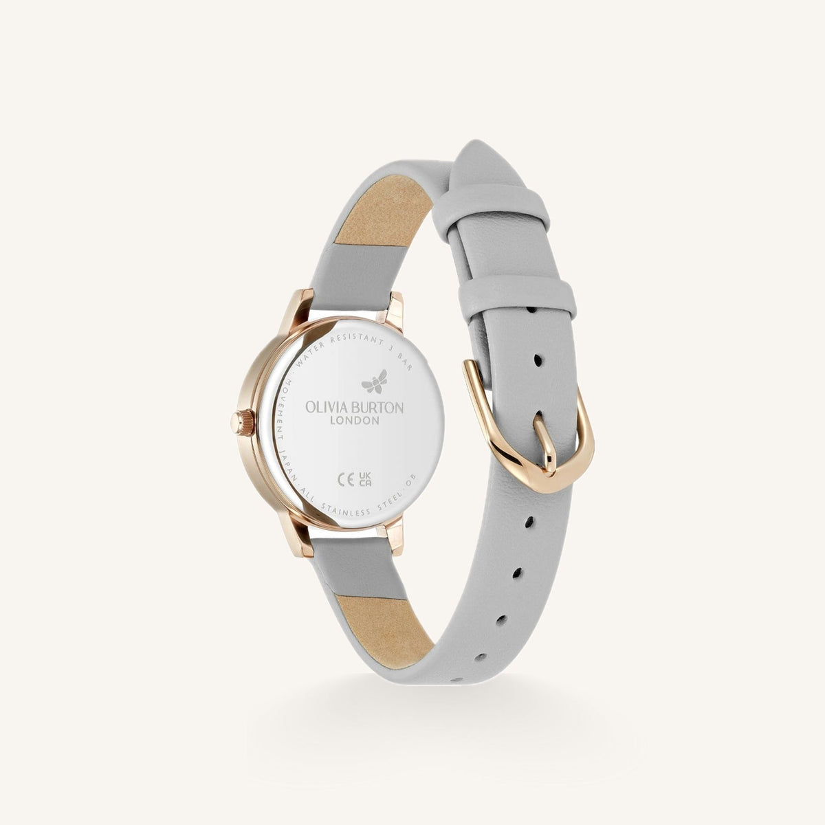 Olivia Burton Illustrated Floral Ladies Watch of Silver Stainless Steel/Leather Strap, 30mm, 24000361