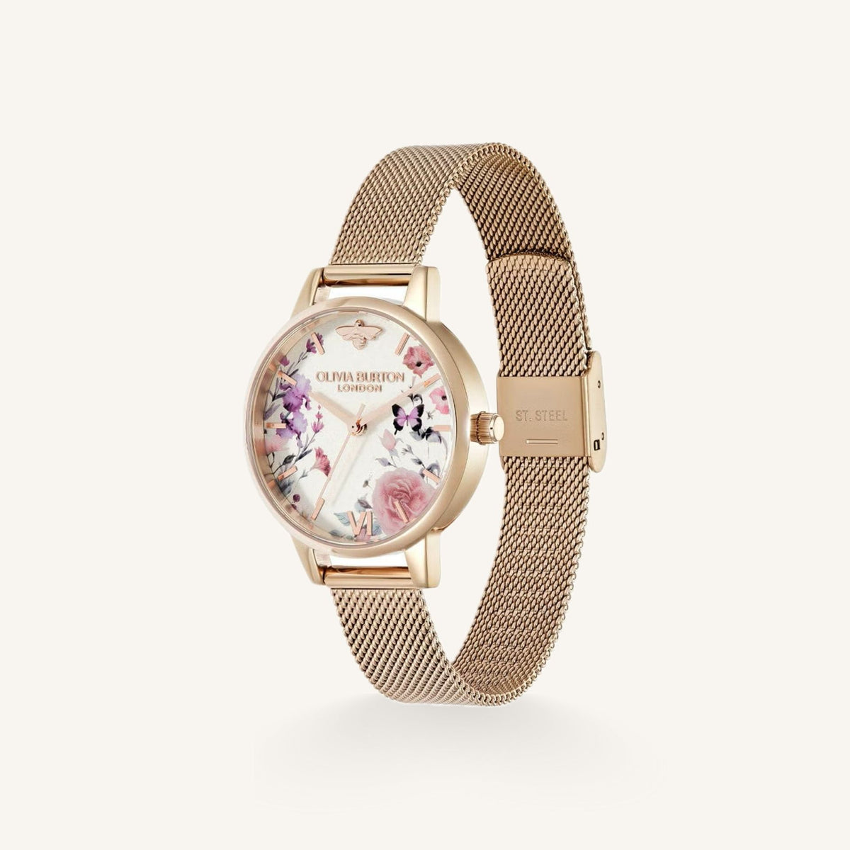 Olivia Burton Signature Small Ladies Watch of Silver Stainless Steel/Mesh Bracelet, 30mm, 24000362