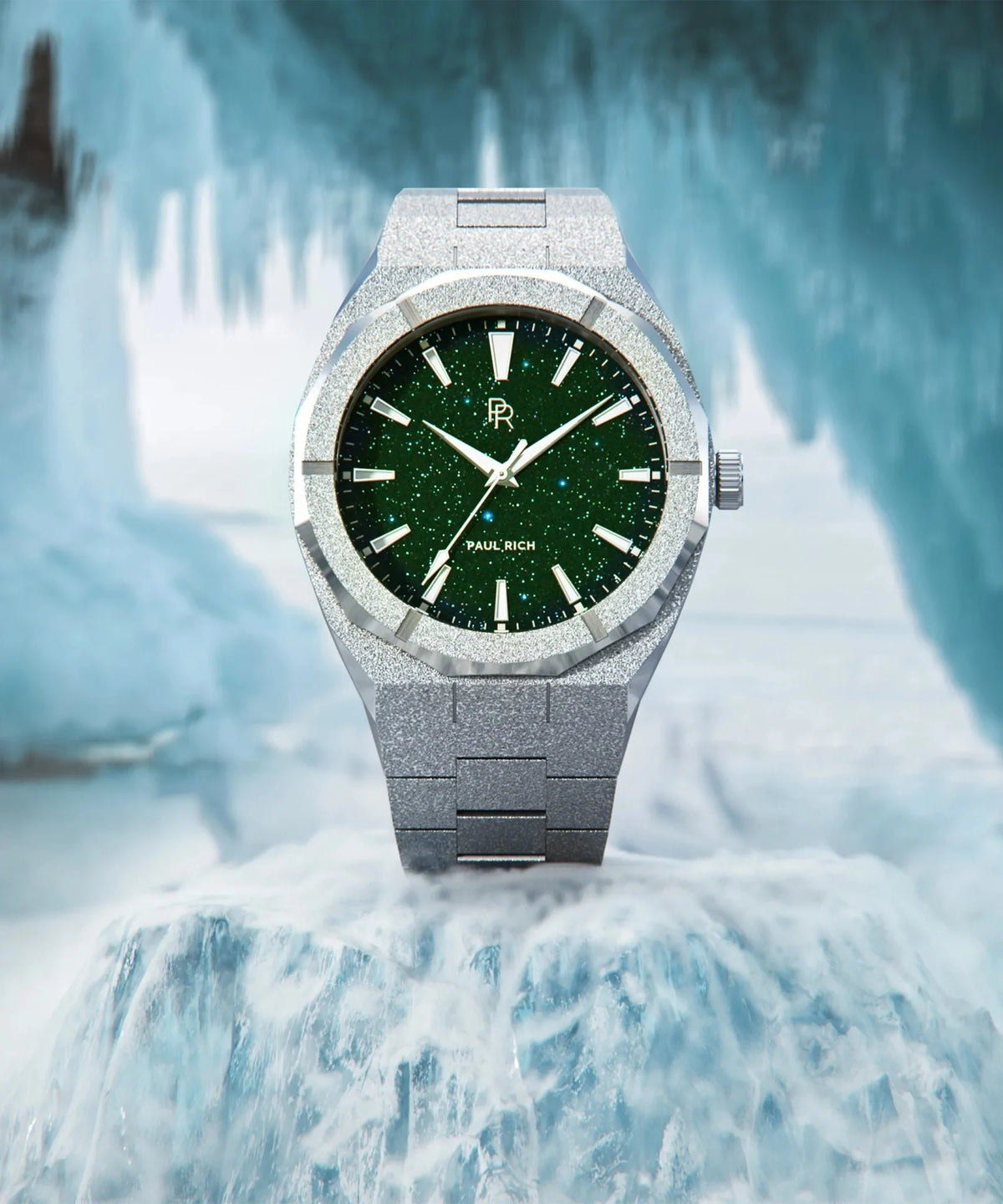 Paul Rich Frosted Star Dust Men's Watch of Frosted Star Dust Green Silver Stainless Steel/Bracelet, 42mm