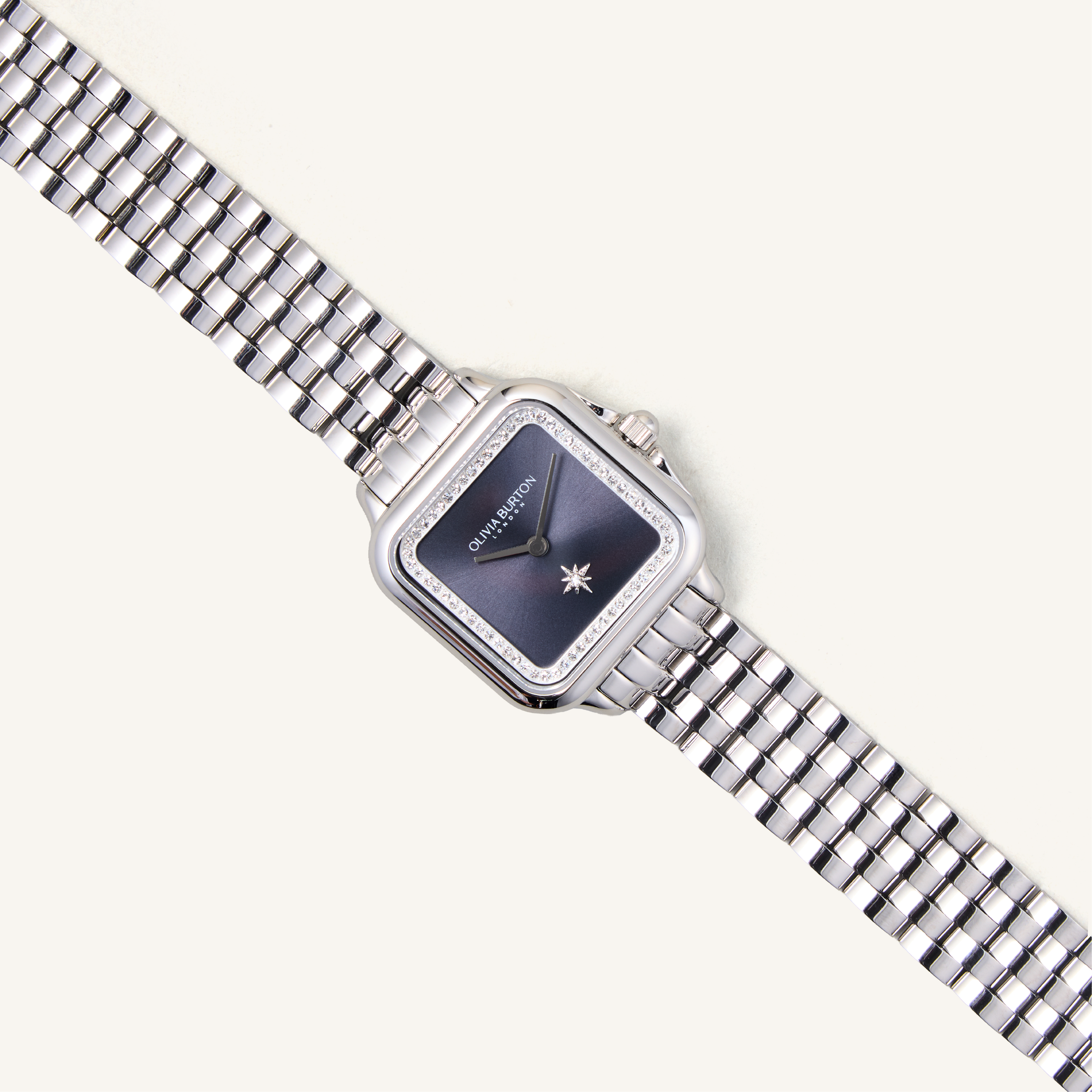 Olivia Burton Watch Classic 28mm Grosvenor Blue & Silver Bracelet 24000083