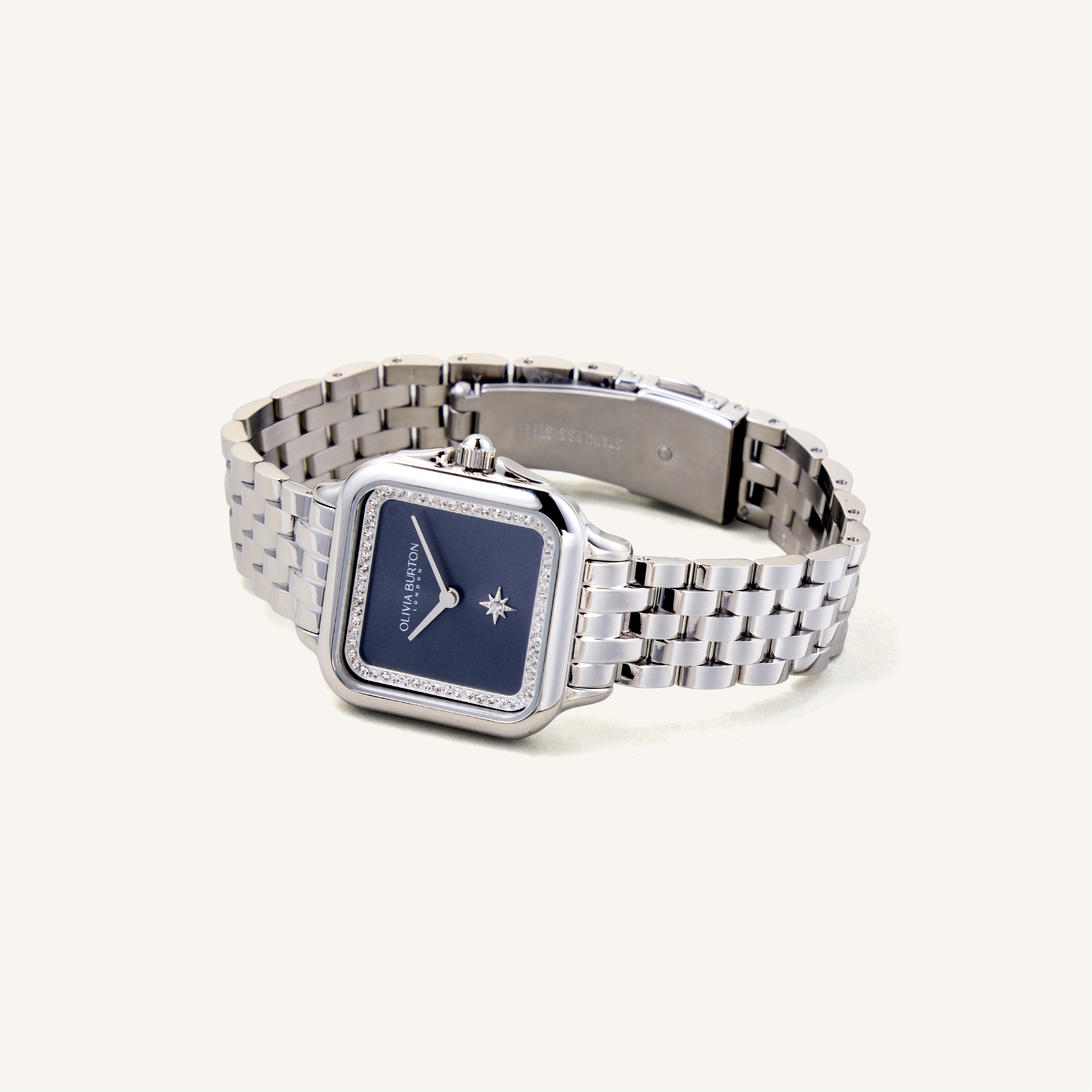 Olivia Burton Watch Classic 28mm Grosvenor Blue & Silver Bracelet 24000083