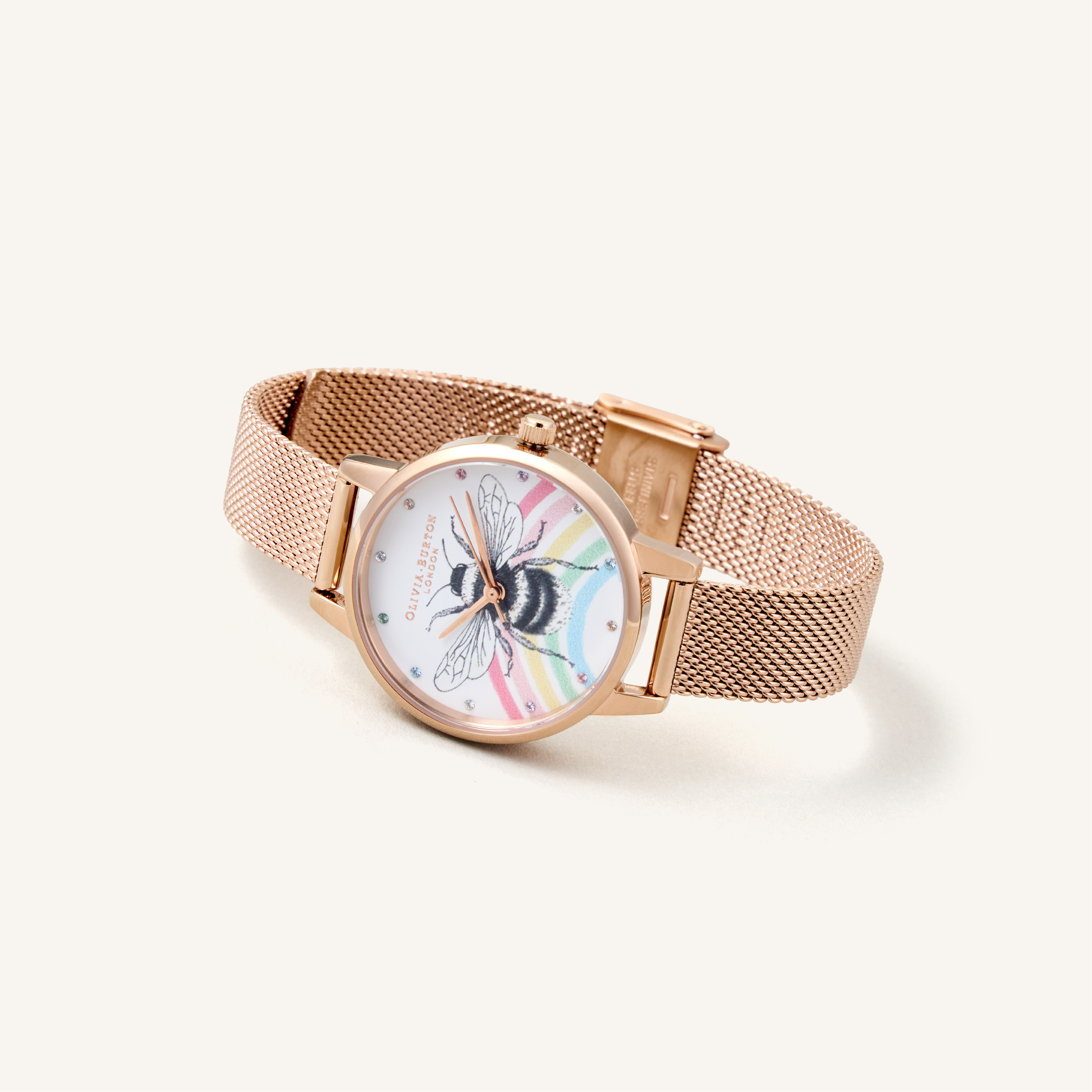Olivia Burton Watch Illustrated Animals Ionic Plated Rose Gold Steel OB16WL90