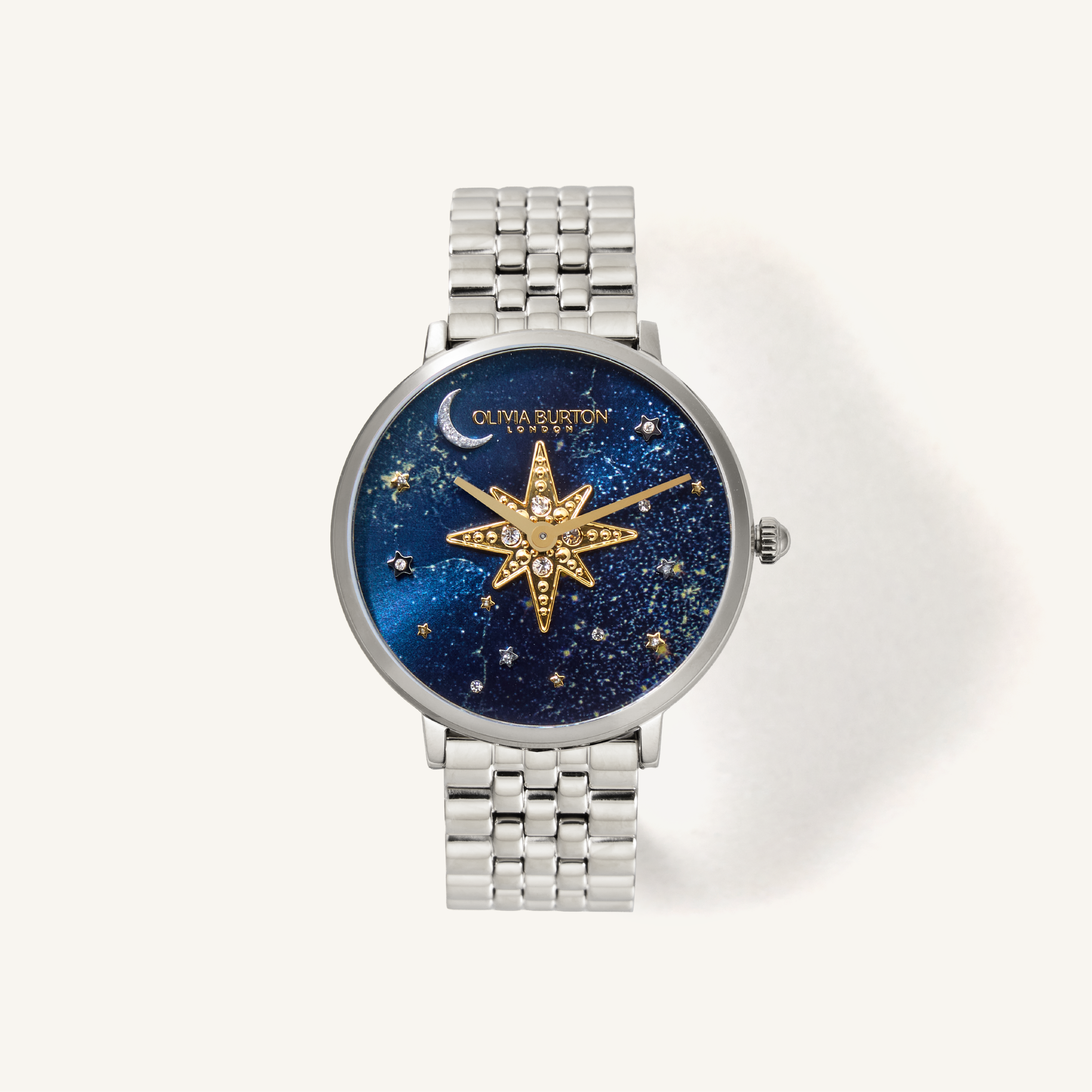 Olivia Burton Watch Celestial 35mm Nova Slim Sapphire Blue & Silver Bracelet 24000080