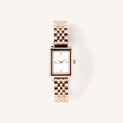 Olivia Burton Watch Classic 21mm Rectangle White & Carnation Gold Bracelet 24000014