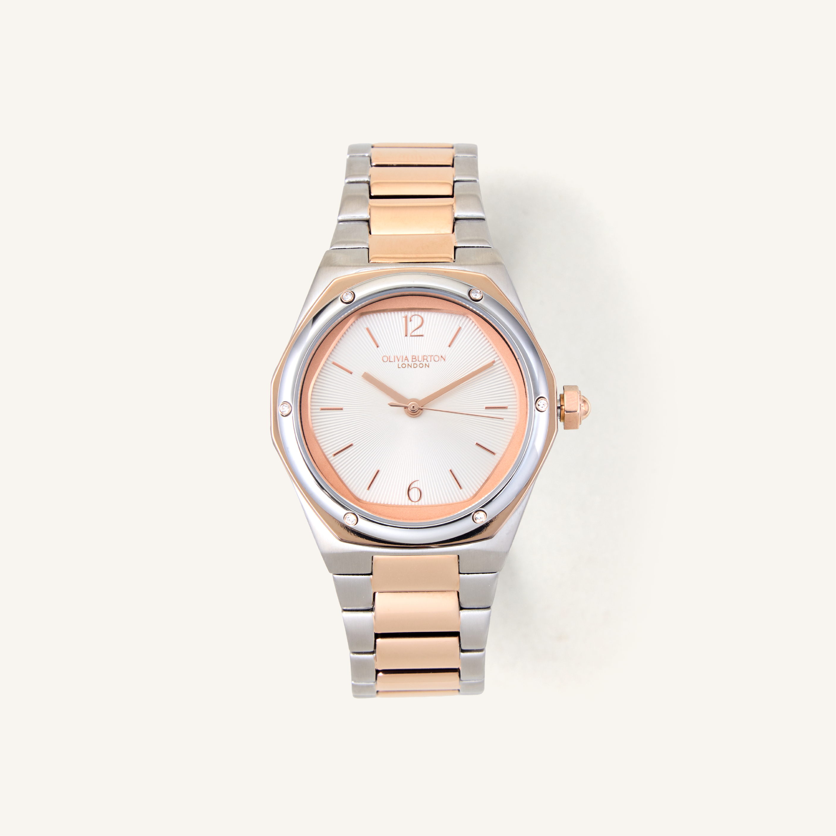 Olivia Burton Watch Sports Luxe 33mm Hexa White & Two Tone Bracelet 24000233