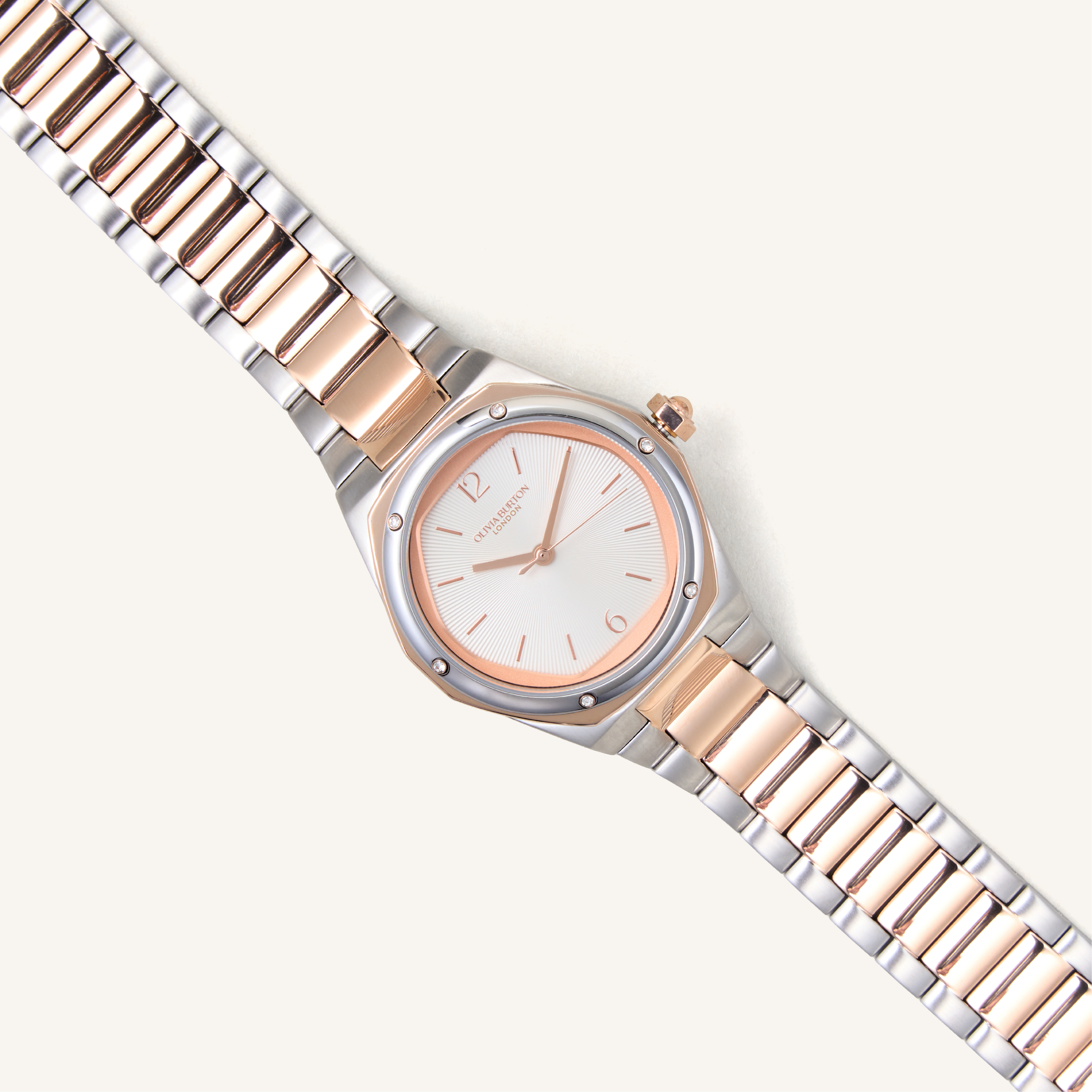 Olivia Burton Watch Sports Luxe 33mm Hexa White & Two Tone Bracelet 24000233