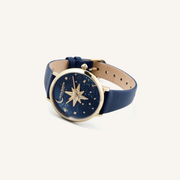 Olivia Burton Watch Celestial 35mm Nova Slim Gold & Sapphire Blue Leather Strap 24000081