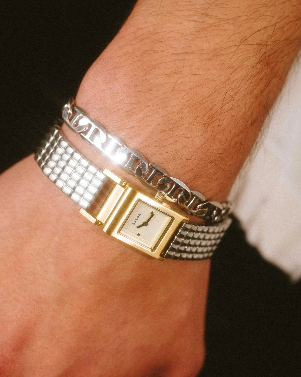 Breda Revel Unisex Watch of Gold/Silver/Ivory Stainless Steel, 18mm, 1746D
