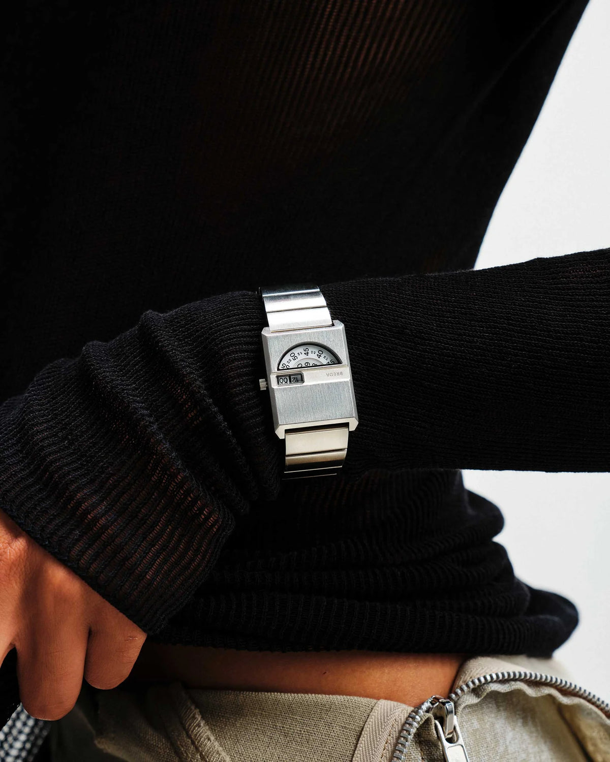 Breda Pulse (Tandem) Unisex Watch of Silver Stainless Steel, 26mm, 1747B