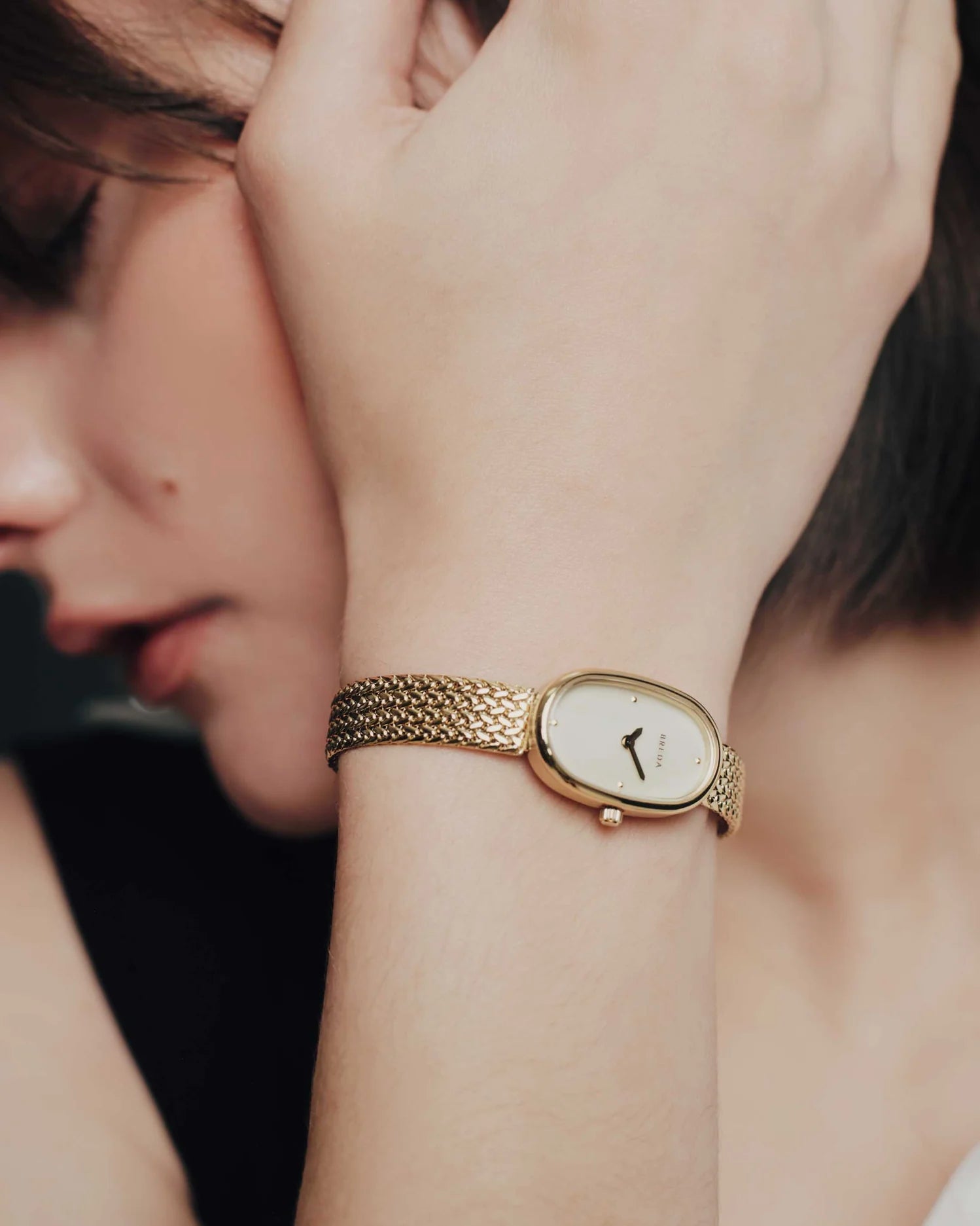 Breda Jane (Tethered) Small Women's Watch of Gold Stainless Steel/Mesh Bracelet, 18mm, 1757A