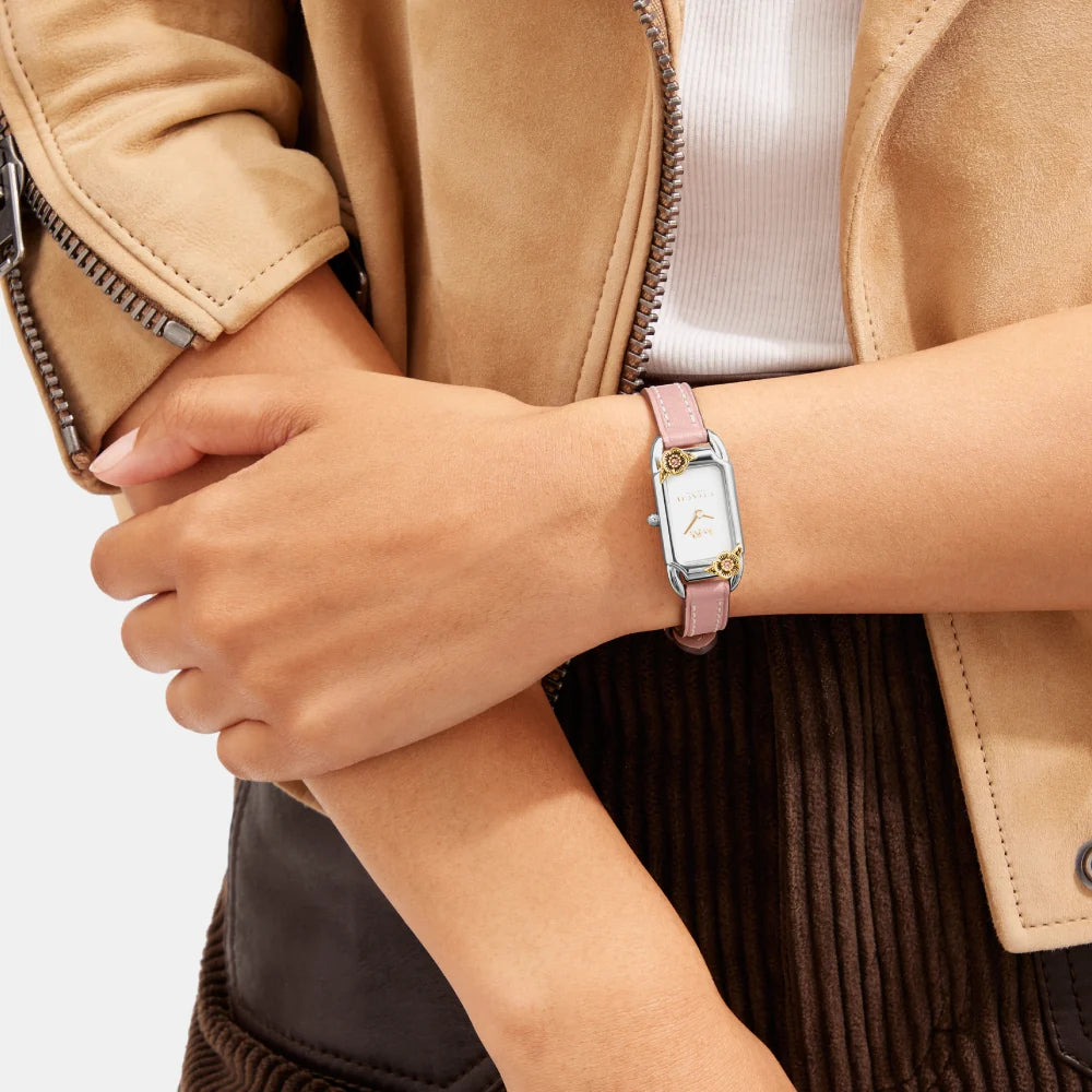Coach Cadie Small Ladies Watch of Silver Stainless Steel/Leather Strap, 28mm, 14504037