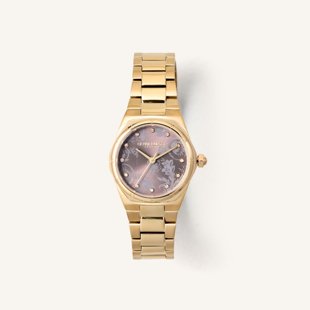 Olivia Burton Watch Sports Luxe 28mm Mini Hexa Mushroom & Gold Bracelet 24000107