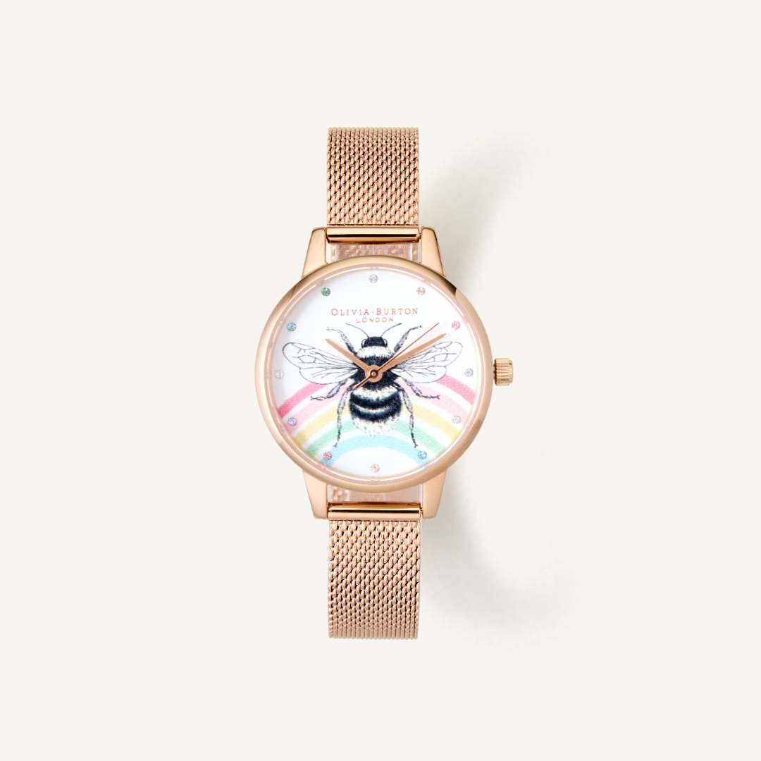 Olivia Burton Watch Illustrated Animals Ionic Plated Rose Gold Steel OB16WL90