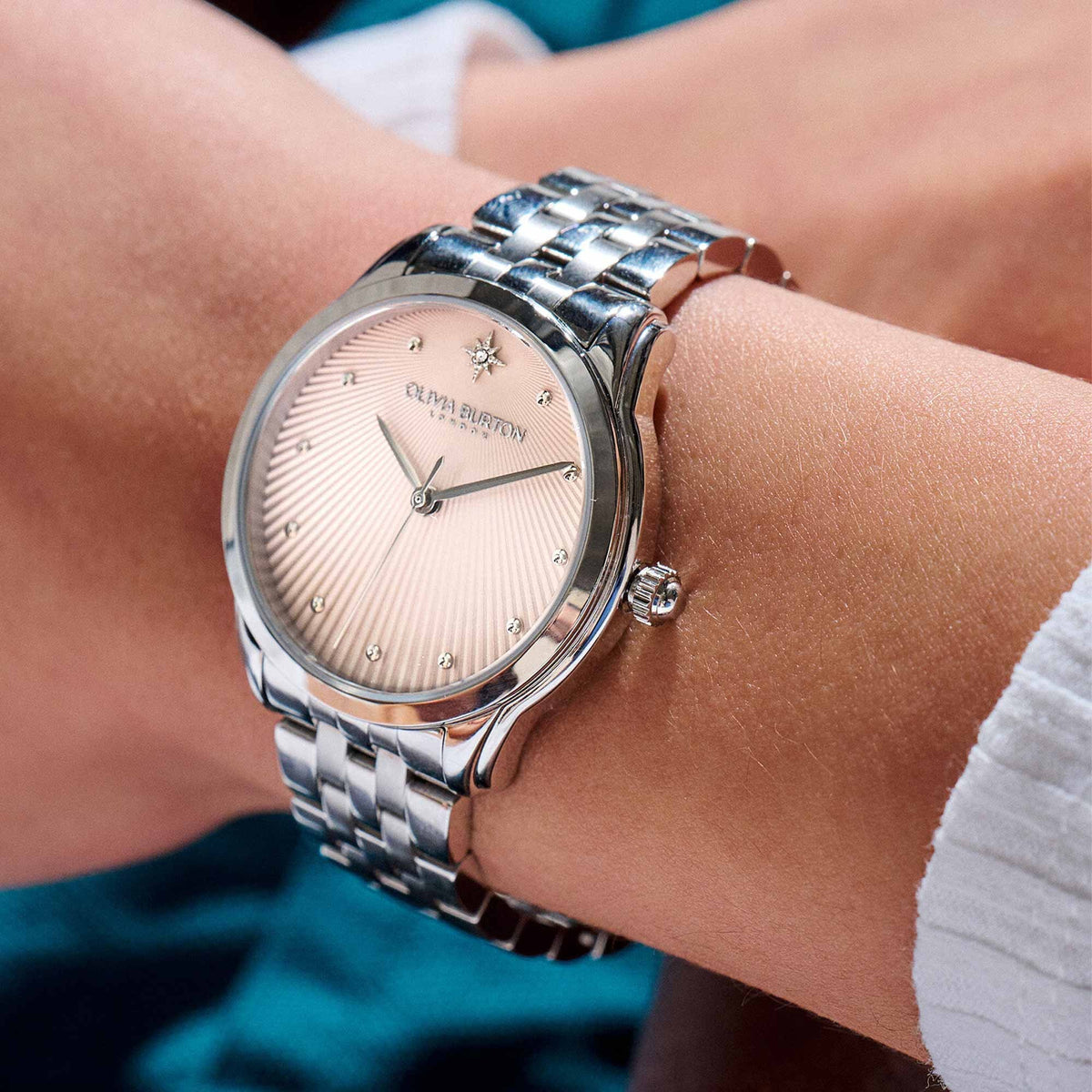 Olivia Burton Celestial Starlight Ladies Watch of Silver Stainless Steel/Bracelet, 36mm, 24000047