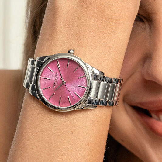 Olivia Burton Glowful Ladies Watch of Silver Stainless Steel/Bracelet, 34mm, 24000237