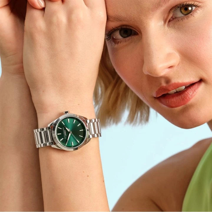 Olivia Burton Sports Luxe Geo Ladies Watch of Silver Stainless Steel/Bracelet, 34mm, 24000247