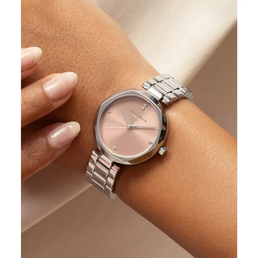 Olivia Burton Dimension T-Bar Ladies Watch of Silver Stainless Steel/Bracelet, 32mm, 24000259