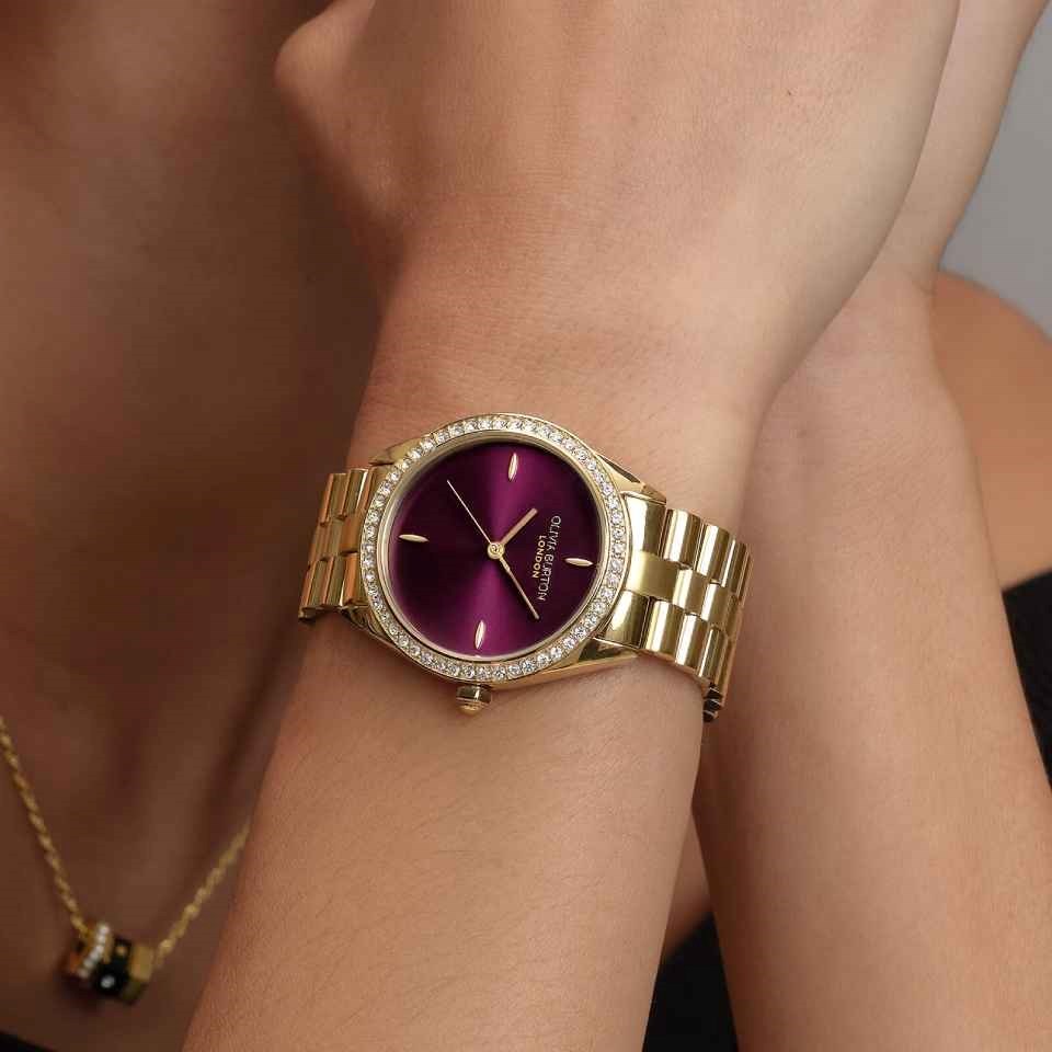 Olivia Burton Sports Luxe Bejewelled Ladies Watch of Gold Stainless Steel/Bracelet, 34mm, 24000272