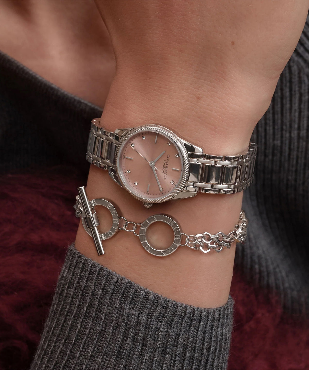 Olivia Burton Sports Luxe Small Ladies Watch of Silver Stainless Steel/Bracelet, 28mm, 24000289