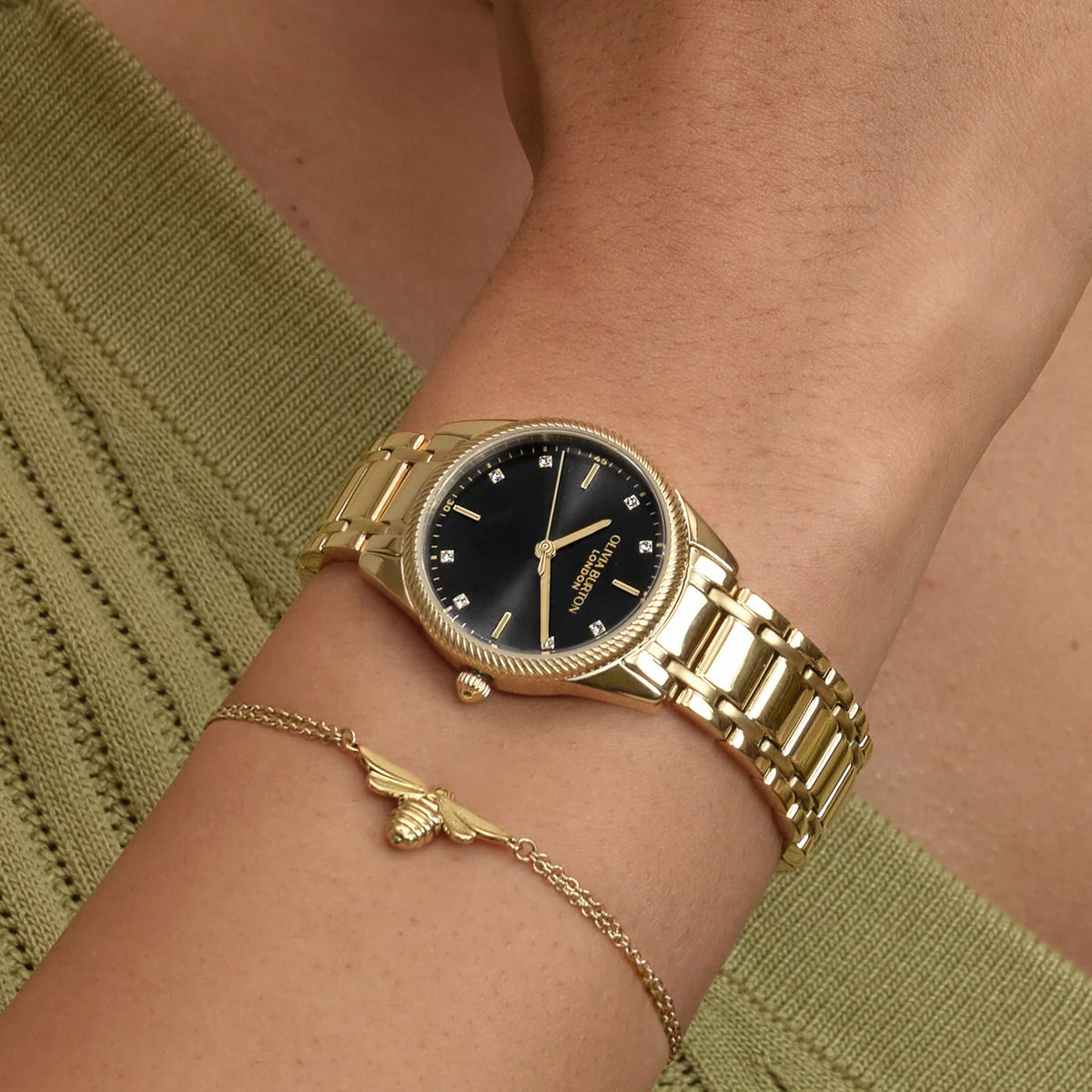 Olivia Burton Sports Luxe Small Ladies Watch of Gold Stainless Steel/Bracelet, 28mm, 24000290