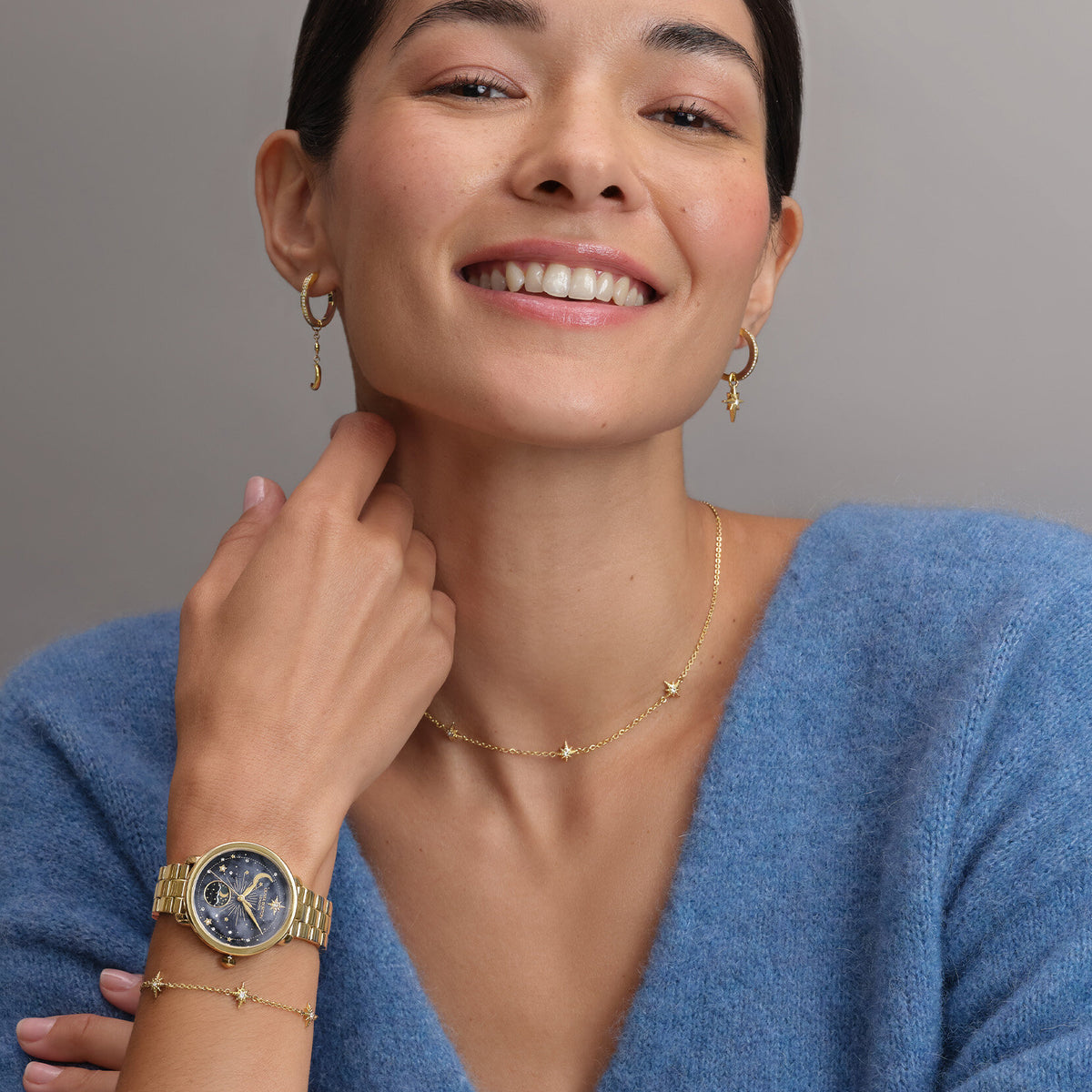Olivia Burton Celestial (Moonphase) Ladies Watch of Gold Stainless Steel/Bracelet, 34mm, 24000298