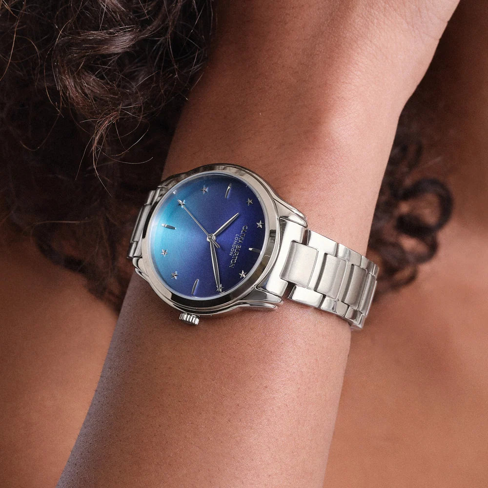 Olivia Burton Modern Classics Colourwave Ladies Watch of Silver Stainless Steel/Bracelet, 36mm, 24000318