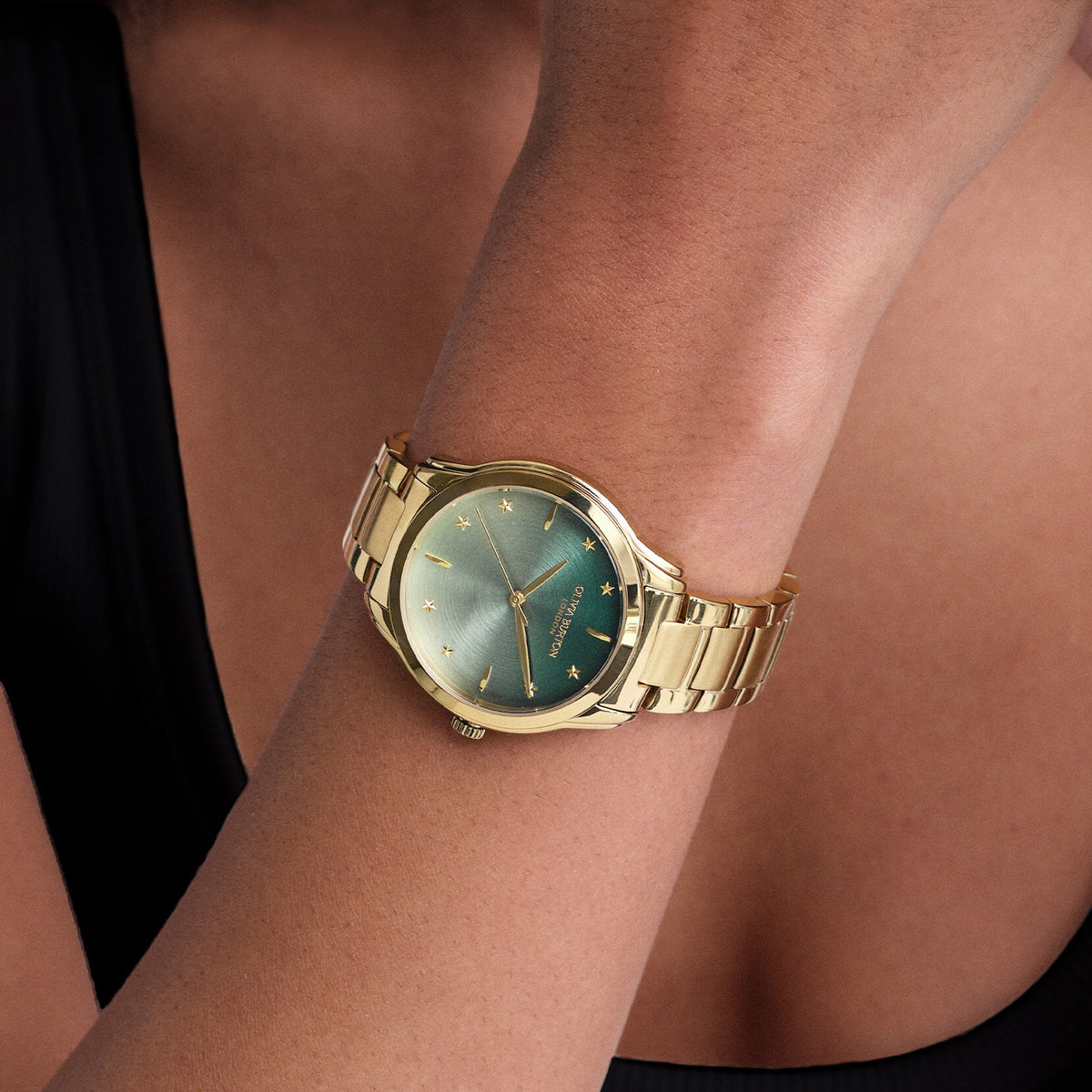 Olivia Burton Modern Classics Colourwave Ladies Watch of Gold Stainless Steel/Bracelet, 36mm, 24000319