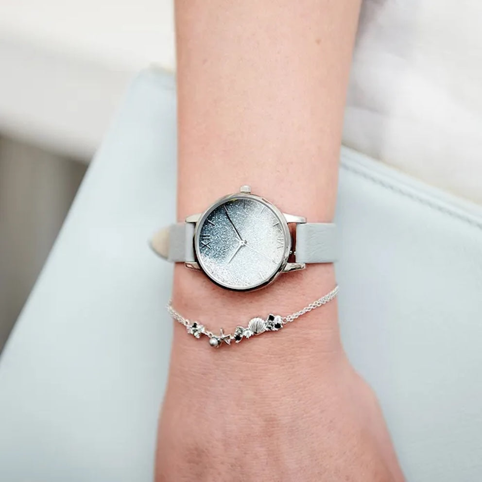 Olivia Burton Under the Sea Ladies Watch of Silver Stainless Steel/Leather Strap, 30mm, OB16US27